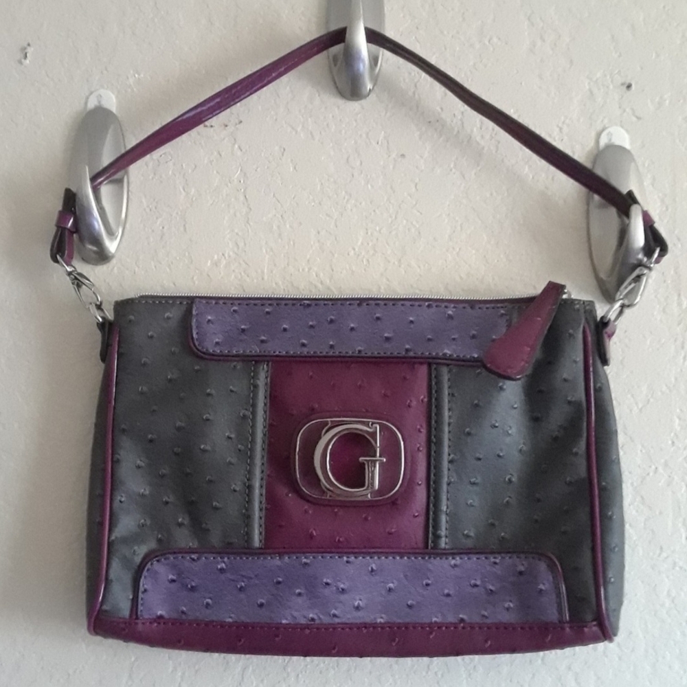 NWOT Guess Purple & Gray Shoulder Bag with Flap Closure